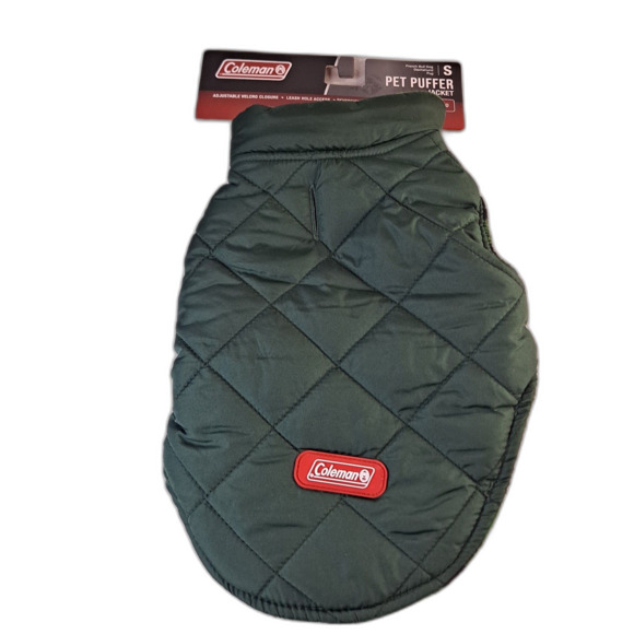 Coleman Pet Puffer Jacket Sz S Dog Buffalo Check Fleece Lined Reversible Green - Picture 1 of 7